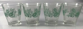 VTG Green Daisy Pattern Made In Italy Shot Glasses w/ Star Mark on Bottom - $9.75