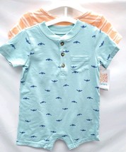Baby Boys' 9M 2pk Striped Blue Whale Rompers Just One You  Carter's, Orange image 3
