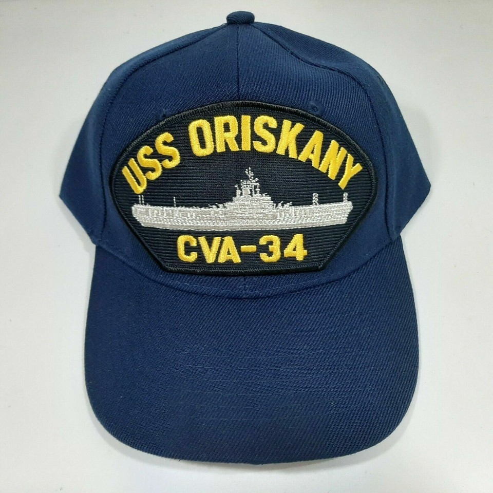US Navy USS Oriskany CVA-34 Men&#39;s Patch Cap Hat Navy Blue Acrylic - $12.86