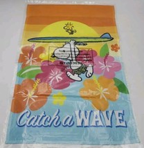 New Snoopy Summer Surfing Catch a Wave 14x18&quot; Garden Flag Floral Sunset ... - £18.40 GBP