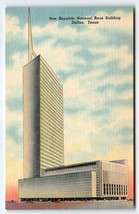 New Republic National Bank Dallas Texas Linen Postcard Unused Curt Teich - £6.32 GBP