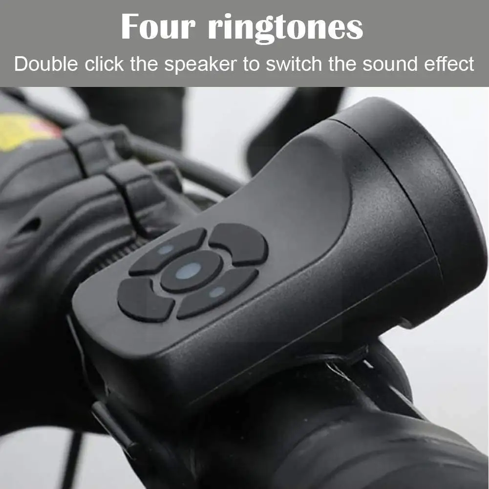 Bicycle Electric Horn Black ABS USB Rechargeable Bicycle Cycling Bell Speaker - £13.04 GBP