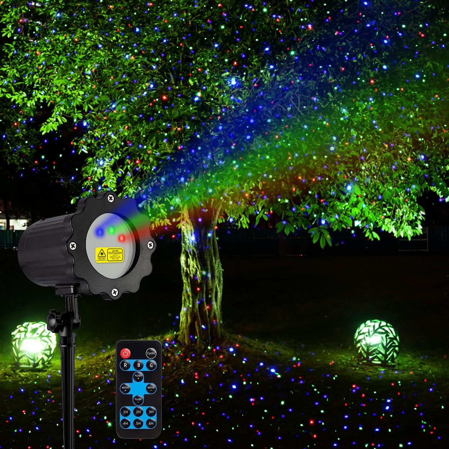 Laser Christmas Projector Lights Outdoor, 3 Color Laser Light Projector, Firefly