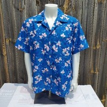 Hilo Hattie Mens Short Sleeve Hawaiian Shirt SIZE XL Blue Floral - £27.32 GBP