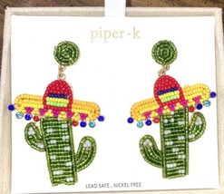 Cactus Earrings NEW  Beaded Glass stones lead safe nickel free Piper K - £16.41 GBP