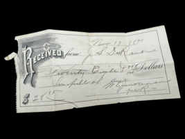 Payment Receipt 1899 Paper Orginal Bank Note Recieved - $186.58 MXN