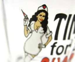 &quot;Time For a Shot&quot; Shot Glass Fat Jack&#39;s Sexy Nurse Man Cave Bar - $17.81