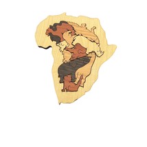 Small 12 Piece Wooden Puzzle Of Africa With Animal Shaped Pieces, 7&quot; X 8&quot; - £11.86 GBP