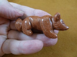 (Y-FOX-703) orange FOX WOLF wild dog gemstone carving Figurine I love sl... - £14.01 GBP