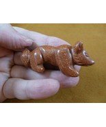 (Y-FOX-703) orange FOX WOLF wild dog gemstone carving Figurine I love sl... - $333.76 MXN