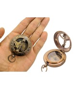 Brass Sundial Compass  Compass  Engraved Pocket Compass Push Button Comp... - £29.09 GBP