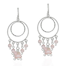 Pink Cat&#39;s Eye Circle Chandelier .925 Silver Earrings - £17.72 GBP