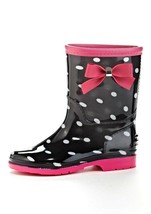 Henry Ferrera K-Poco Girls Black/Pink Polka Dot Slip On Rain Boots - $23.27 CAD