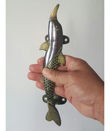 Fish Figurine Brass Door Handle 9.3&quot; - Nepal - $29.99