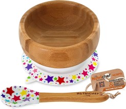NutriChef Bamboo Baby Feeding Bowl - Wooden Infant Toddler Dish and Spoo... - £19.45 GBP