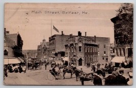 Belfast ME Busy Main Street Horses Buggies People 1908 Maine Postcard A39 - £10.35 GBP