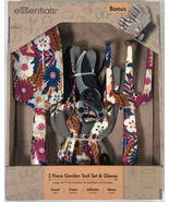 3-piece Metal Garden Tools Gift Set Gloves Trowel Pruner Cultivator Flor... - £15.76 GBP