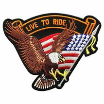 Live to Ride Brown Eagle USA Flag Biker MC Patch (Iron on Sew on 4 inch) - £5.28 GBP