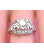 ART DECO 1 ct EURO DIAMOND PLATINUM ENGAGEMENT COCKTAIL PINKY RING 1930 ... - €9.372,83 EUR