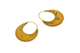 Gypsy Hoop Earrings, Gold Tribal Creole Hoops, Indian Earrings - £13.58 GBP