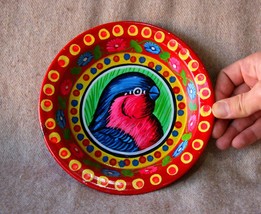 Pakistani Truck Art Style Decor. Plate Bird Handpainted Ethnic Style. Boho Psych - £23.98 GBP