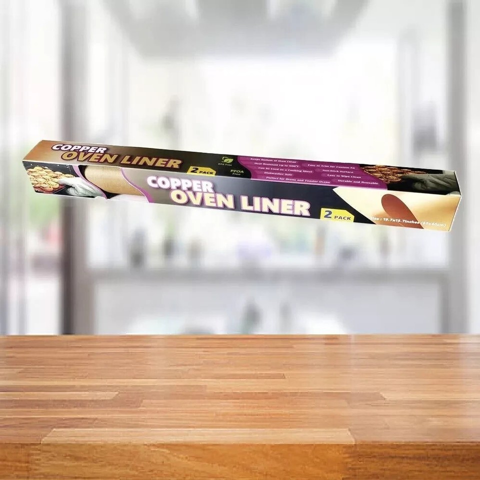 Oven Liner Non Stick 19&quot; x 15&quot; 2 Per Box Copper No Mess Easy Cleanup - $4.48