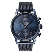 Hugo Boss Herrenuhr HB 1513538, Quarz-Edelstahl, blaues Zifferblatt, 44 mm - £99.72 GBP