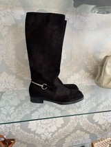 GUCCI Black Suede Leather Upper Mid Calf Boots w/ Horsebit Detail Sz 40 $1590 - £469.68 GBP