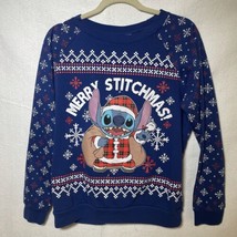 Disney Stitch Christmas Shirt Merry Stitchmas Snowflakes Womens Sz L READ - £12.70 GBP