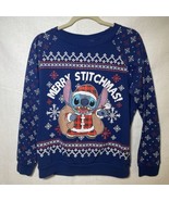 Disney Stitch Christmas Shirt Merry Stitchmas Snowflakes Womens Sz L READ - £12.50 GBP