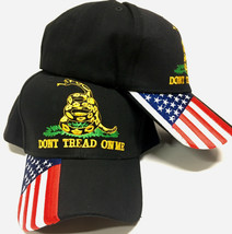 Gadsden Don&#39;T Tread On Me Usa 2Nd Amendment Nra Embroidered Black Cap Hat - £20.77 GBP