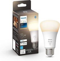 Alexa-Compatible Philips Hue White A19 Medium Lumen Smart Bulb With 1100 Lumens, - £35.48 GBP
