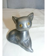 Vintage Pewter Siamese 3&quot; Cat Gold Eyes - €21,10 EUR