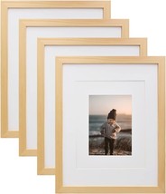 4 Pack 11&quot;x14&quot; Picture Frames Natural Wood Frames with Acrylic Plexiglass - £15.15 GBP