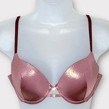 SAVAGE X FENTY rose gold metallic &amp; burgundy lined underwire bra size 34C - £18.68 GBP