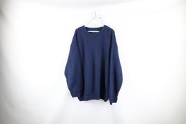 Vtg 90s Streetwear Mens Large Faded Baggy Fit Herringbone Knit Crewneck Sweater - £46.62 GBP