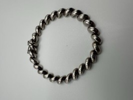 Vintage Sterling Silver 3d Geometric Bracelet 7.25” X 8mm - £38.27 GBP