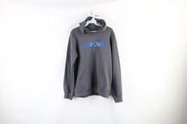 Vintage Spyder Mens Size Small Spell Out Center Logo Hoodie Sweatshirt Gray - £35.57 GBP