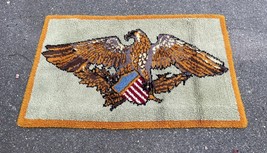 Latch Hook Rug Bicentennial Eagle Flag 36”x60” Wall Tapestry Completed L... - $55.69