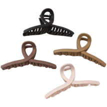 Lot of 4 Hair Claw Shark Clips Matte Coffee Brown, Beige, Black Opaque NEW - £9.41 GBP