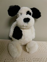 Jellycat Bashful White Black Spots On Eye Puppy Dog 8&quot; Plush Soft Stuffed Toy - £10.27 GBP