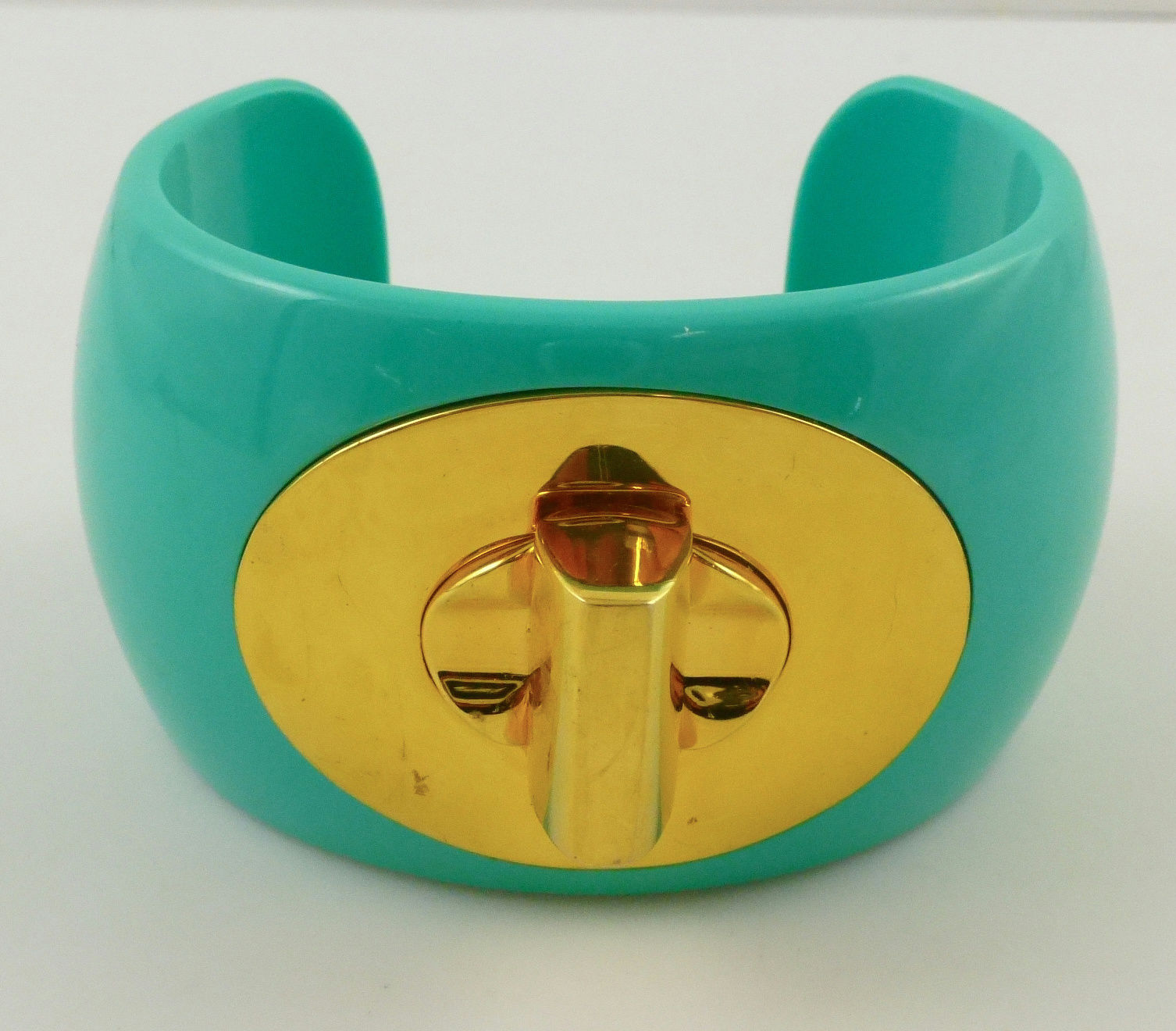 COACH Turquoise Gold Plate Turnlock CUFF BRACELET -Stunning Statement -FREE SHIP - £47.96 GBP