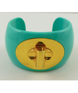 COACH Turquoise Gold Plate Turnlock CUFF BRACELET -Stunning Statement -F... - $60.00
