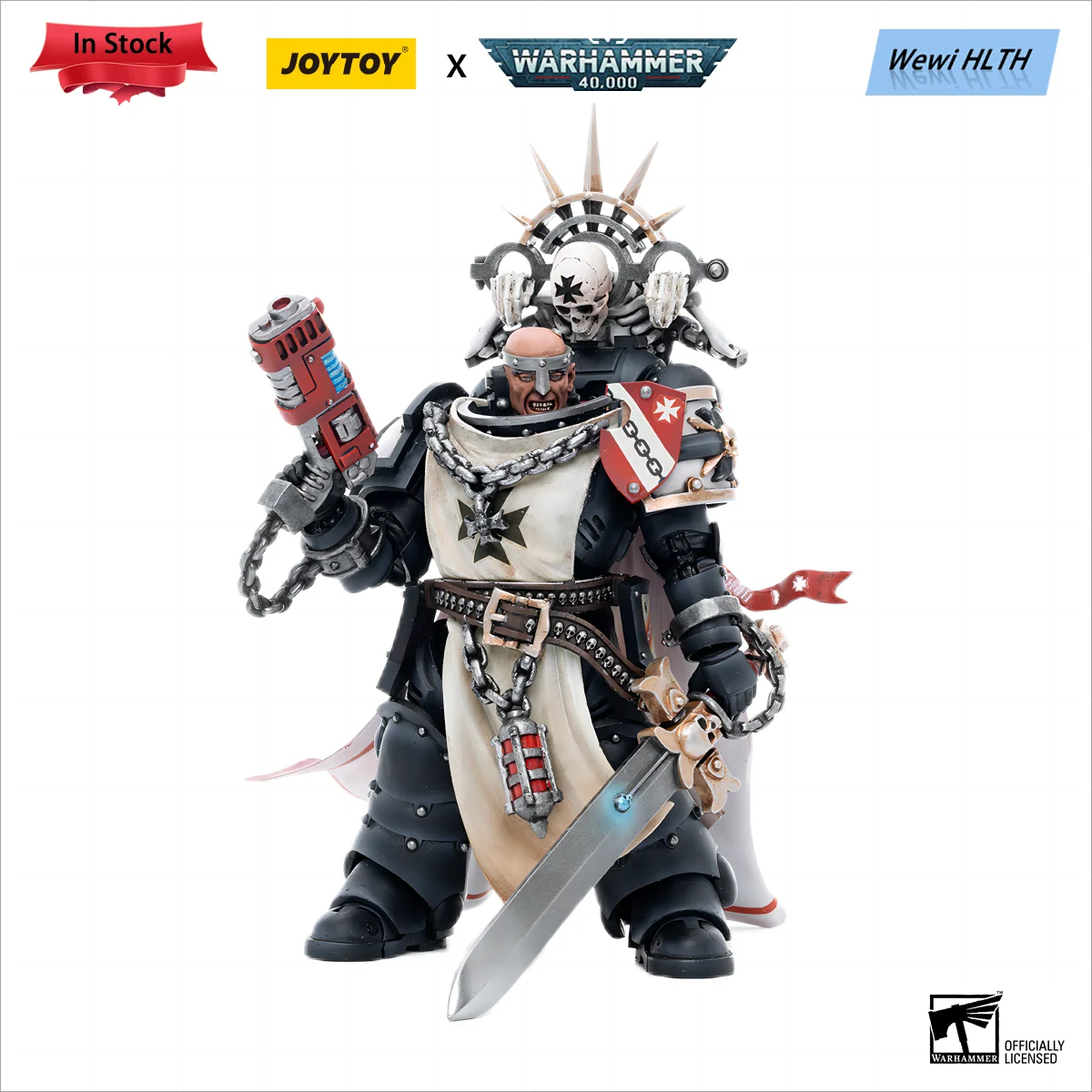 JOYTOY Action Figure 1/18 Warhammer 40k Black Templars Marshal Baldeckrath Anime - £70.01 GBP
