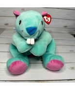 Ty Pillow Pal &quot;Chewy&quot; Beaver  Plush Stuffed Animal 1998 Aqua &amp; Pink w Pi... - $21.77