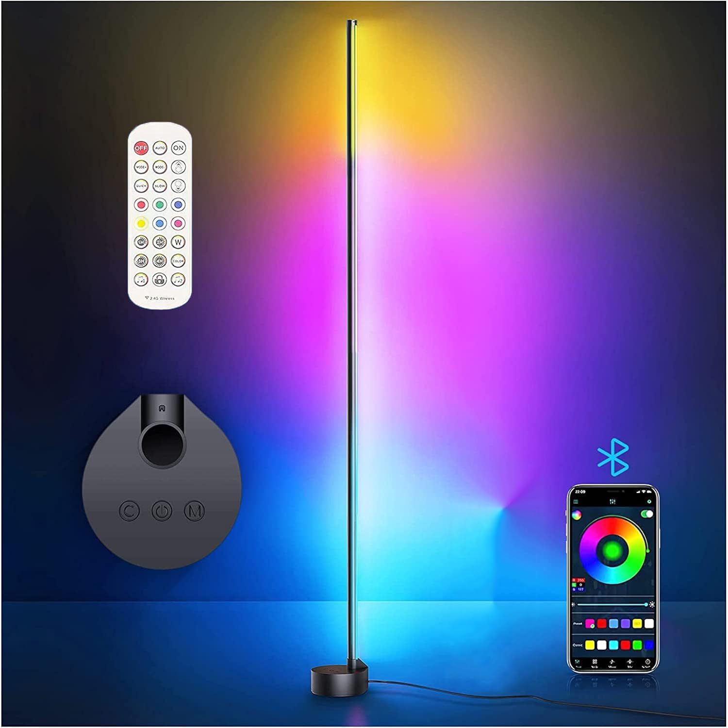 Rgb Corner Led Floor Lamp, 64.5" Rgb Color Changing Corner Floor Lamp With Bluet