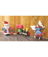 Vtg 1998 Avon Folkart Sparkle Christmas Ornaments Set of 3 Santa Train A... - $13.55 CAD