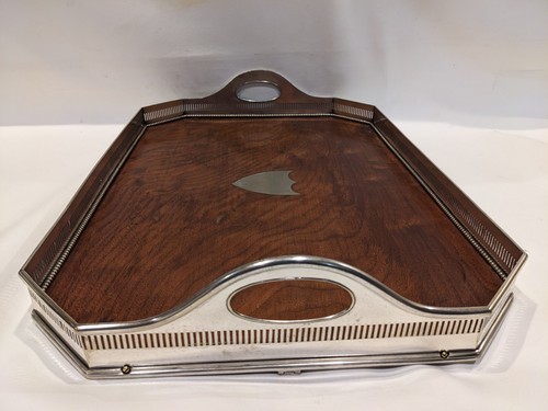 John Grinsell Sons Oak Silver Plate Tray Platter 20 x 14 Inch Sheffield English Item image 5