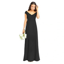 Show Me Your Mumu Zurich Knot Gown Maxi Dress V Neck Black Stretch Crepe XXS - £75.86 GBP