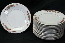 Tienshan Poinsettias and Ribbons Christmas Salad Dessert Plates 7.5&quot; Set of 12 - £29.31 GBP